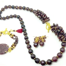 2603 Garnet Hematit El Yapımı Kolye Bordo