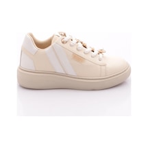 Dgn B1008 Kadin Aksesuarli Sneakers Ayakkabi Bej Beyaz