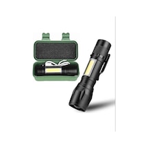 Ayrex Taktikal Led Mini Boy El Feneri, Polis Bekçi Feneri, Usb Şarjlı, Zoomlu Plastik Kutulu El Feneri