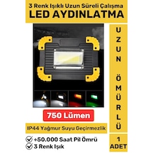 Premium Kamp Avcı Deprem 3 Renk Işıklı Güçlü Beyaz Işık 750 Lümen Güvenlik El Feneri Şarjlı Işıldak Çok Renkli