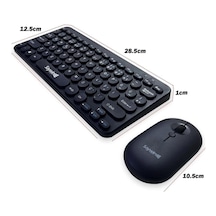 Kablosuz Lacivert Bluetooth Klavye Mouse Seti Yuvarlak Tuşlu Tasarım, Türkçe Q Dizilim, Taşınabili