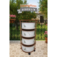 Ahşap Sebzelik Geleneksel Tasarım Yuvarlak Mermer Desenli 4 X 5 Kg Kapasiteli Hazır Gönderim Diğer