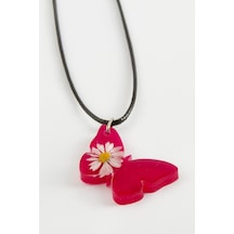 Zenviac456 Kelebek Oval Epoksi Kolye Zenviac45678 Pembe