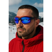 Esrada Kayak Gözlüğü Antifog Ventilli Uv Korumalı Güneş Kar Gözlük Mavi Aynalı Snowboard Sporu 03 Kırmızı