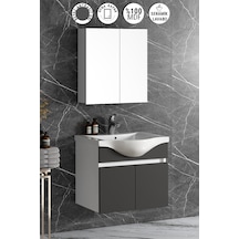 Yıldız 65 Cm Beyaz-antrasit Gri Mdf Asma Banyo Dolabı Takımı Beyaz - Antrasit
