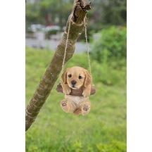 Hi-line Gift Ltd Hi Line 87704-ı Asılı Golden Retriever Köpek Yavrusu Dış Mekan Heykelcik, Taba Kahverengi