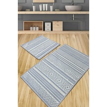 Tapis Grey 2 Li Set Doğal Pamuklu Kilim Banyo Paspas Seti