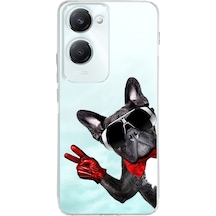Vivo Y18 İle Uyumlu Köpek 2 Baskılı Kamera Korumalı Şeffaf Kılıf Şeffaf