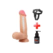 Lilitu Shop Belden Bağlamalı 21.8 CM Kıkırdak Yapılı Çift Katmanlı Gerçekçi Dildo Penis