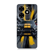 Tecno Spark 20 Uyumlu Sarı Spor Araba Desenli Silikon Kılıf