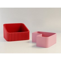 3d Baskı Fıstık Kasesi - Çift Hazneli Kabuk Ayırıcı Sunum Kasesi - Kırmızı Pembe