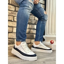 Ba0801 Boa Yüksek Taban Beyaz Paraşüt Kumaş Laci Cilt Detaylı Erkek Ayakkabı