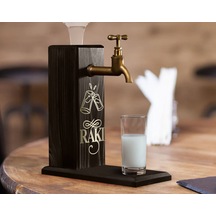 BK Gift Aynalı Altın Kabartma Musluklu Doğal Siyah(Ebony) Ahşap R