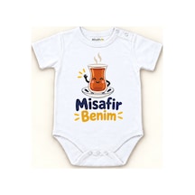 Babylimon Misafir Benim Beyaz Kısa Kollu Çıtçıtlı Bebek Zıbını Beyaz - Misafir Benim - 928161930 Beyaz - Misafir Benim