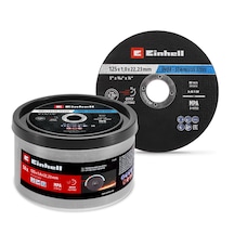 Einhell 50 Parça İnce Paslanmaz Çelik Kesme Diski, Ø 125 x 1 mm 49711528, hassas kesim, Ø 22,23 mm göbek çapı, düz tip