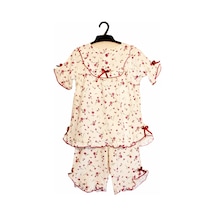 Kız Çocuk Kaprili Pijama Takımı Pembe Çiçekli Pembe Çiçekli