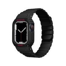 Apple Watch 38mm Uyumlu Krd-142 Airbag Tasarımlı Kasa Koruyuculu Silikon Kordon - Siyah