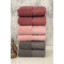 Ditsy El-yüz Havlusu 6 Adet-antrasit-pembe-mürdüm Çok Renkli
