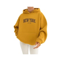 New York Baskılı Ünisex Kapüşonlu Sweat Sari