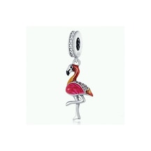 Nur Silver Kırmızı Kırmızı Flamingo Gümüş Charm - NUR-CM00373