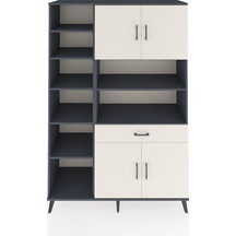 Hyperion Dolap 10 Raflı Tek Çekmeceli 4 Kapaklı 132x44x195 Antrasit-aytaşı/aytaşı Aytası/aytası