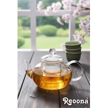 Reoona Borosilikat Cam Kapaklı Cam Süzgeçli Demlik 1000 Ml Şeffaf