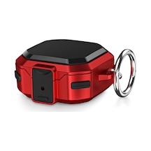 Caseonn Samsung Uyumlu Galaxy Buds Fe - Buds Core Kılıf Güvenlik Kilitli Military Tank Kırmızı