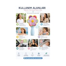 Mini El Fanı Usb Şarjlı Type-c Bağlantılı 3 Kademeli Taşınabilir Elektrikli Fan Masaüstü Ve El Tipi Kullanım Renk Serinletici Fan Mavi Pembe Sarı Papatya . 14796327