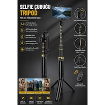 İphone 14 Pro Max Uyumlu Profesyonel Bluetooth Kumandalı Selfie Çubuğu Tripod