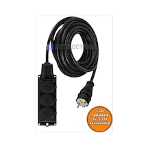 Kauçuk 3'lü Topraklı Grup Priz Uzatma Kablosu 10 Metre 3x2.5 Mm² Ttr Kalın Siyah Kablolu 10 Metre