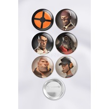 Team Fortress 2 Video Oyun Çanta Süsü İğneli Buton Rozet Seti 6 Adet Altılı