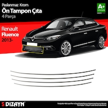 S-dizayn Renault Fluence Krom Ön Tampon Çıtası 4 Prç. 2013-2016 Makyajlı
