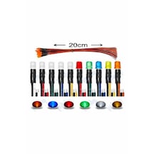 10 Adet 12v 5mm Diffüz Led 20 Cm Kablo Sarı