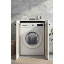 Kenzlife Çamaşır Makinesi Dolabı Tatyana Mat Beyaz 90 70 60 Jut Kare Kapak Mdf Gövde