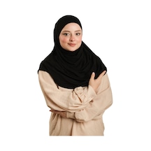 Hürrem Bone Siyah Pratik Hazır Geçmeli Tesettür Eşarp Viskon Boneli Büyük Boy 1290bv 01 siyah