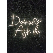 Daima Aşk İle Neon Tabela 70x40cm