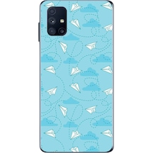 Samsung Galaxy M51 Uyumlu Kağıttan Uçak Baskılı Silikon Kılıf Renkli