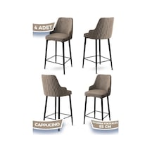 Canisa Tera Serisi 4 Cappucino Sandalye 65 Cm Ada Mutfak Bar Sandalyesi Babyface Kumaş Siyah Metal Ayaklı Sandalyeler Cappucino Ayaklar Siyah