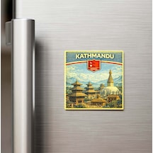 Retro Nepal Katmandu Şehri Temalı Vintage Buzdolap Magneti 9x9 Cm