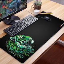 Sonictouch Ultragrand Siyah Ve Neon Yeşili Kaplan Dikişsiz Xxl Gaming Oyuncu Masaüstü Klavye Mouse Pad 40x90cm