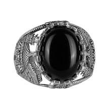 İslami Doğal Taş Yüzük, 925 Ayar Gümüş Yüzük Oniks Gümüş