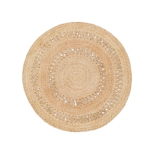 Eko Halı Solo Ca-112 Natural Xw Yuvarlak veya Oval El Dokuma Naturel Jüt Hasır Halı - 120X120