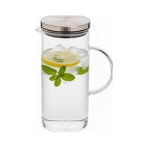 Metal Kapaklı Cam Sürahi 1200 Ml Isıya Dayanıklı Şeffaf Cam, Ergonomik Kulplu, Soğuk Ve Sıcak İçecekler İçin Şık Tasarım