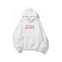 Uyguntarz Unisex Yumuşak Dokulu Hot Girl Read Books Baskılı Tasarım Oversize 3 İplik Hoodie Sweatshirt beyaz