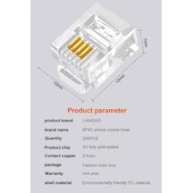 Px-6p4c Rj11-4lü 4 Pinli Konnektör, 100 Lü Paket 6p4c Telefon Jack, Rj11 Telefon Kablo Ucu, Mod Standart