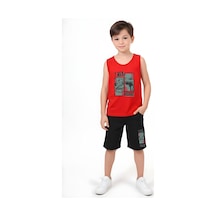 Fyk Kids Erkek Çocuk Baskılı Sıfır Kol Trex Roar Alt-üst Takım Kırmızı