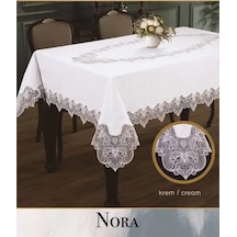 Nora Model 155x260 Cm Keten Masa Örtüsü Krem-krem Tablecloth Şık Ev Dekoru Sarı