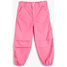 Koton Paraşüt Kot Pantolon Pamuklu Beli Lastikli Cepli - Parachute Jean Pembe 4skg40027ad 4SKG40027AD274 Gül