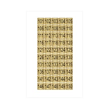 Metal Kapı,masa,dolap Numarası 3,5cmx3,5cm 50 Adet (101…150) Altın Renk Metal