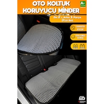 Oto Koltuk Koruyucu Minder Çizgili Füme Beyaz Universal 2+1 Parça Ön Arka A+ Kalite